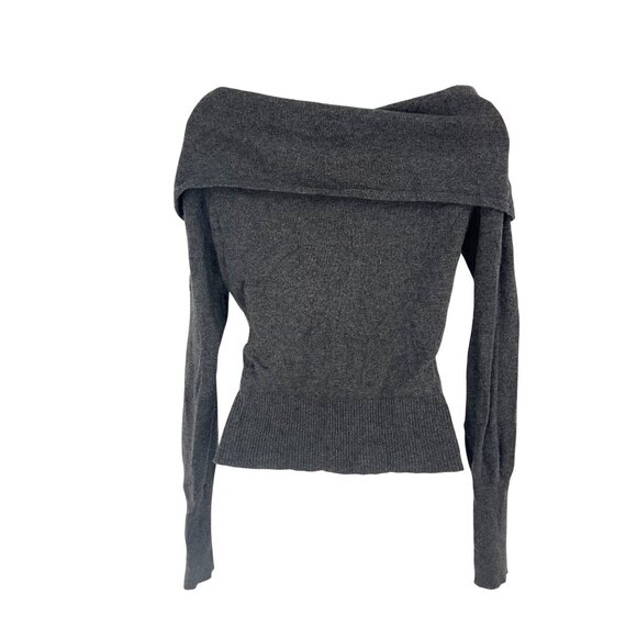 Alice + Olivia Gray Off-Shoulder Cashmere Sweater Womens S preppy classic soft - Picture 2 of 13